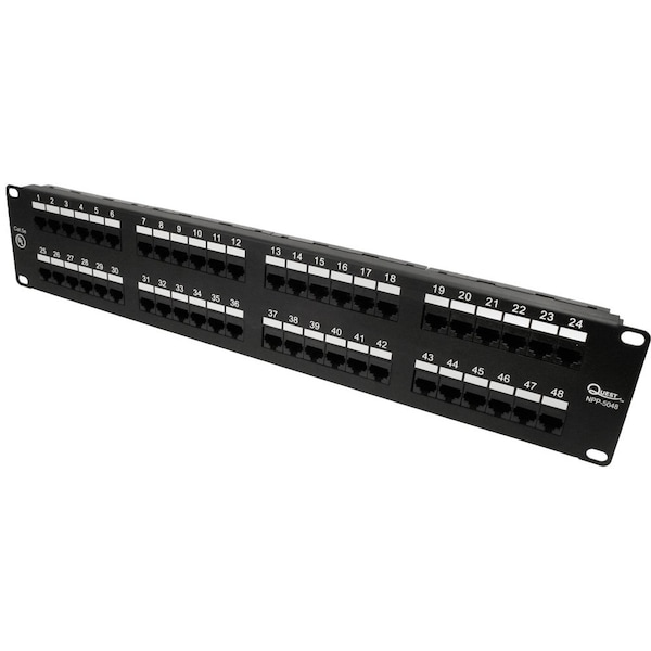 Cat5E Utp Patch Panel - 48-Port, 19" Rack Mnt, 2U